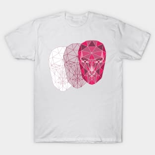 Geometric Female Face in pink Red T-Shirt